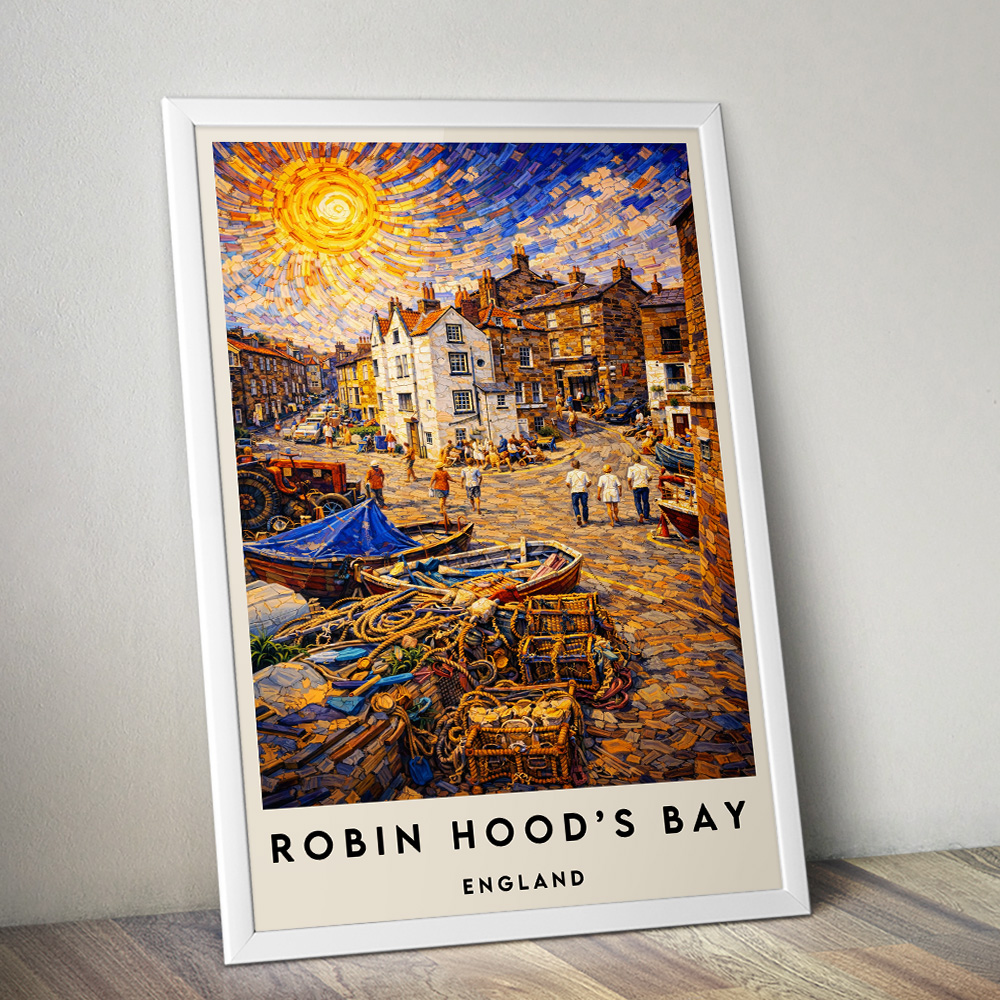ROBIN HOODS BAY VAN GOGH STYLE TRAVEL POSTER NORTH EAST