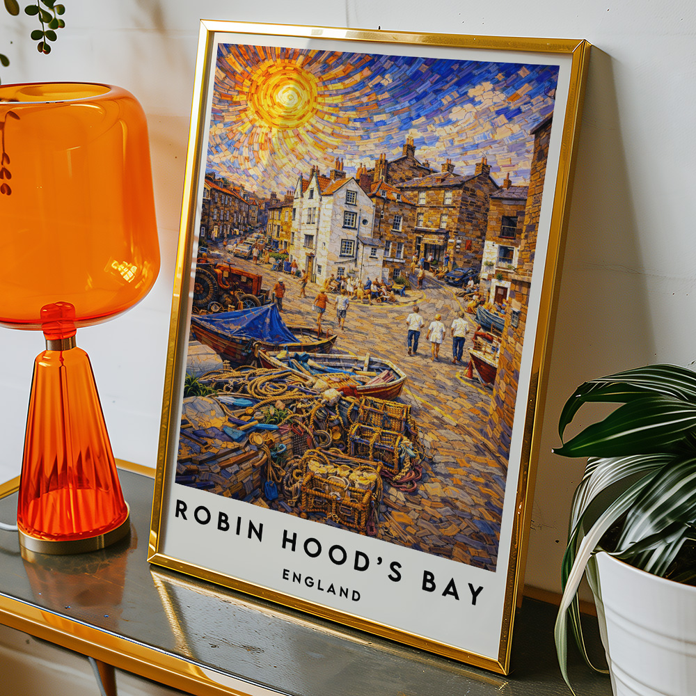 Alternative view of ROBIN HOODS BAY VAN GOGH STYLE TRAVEL POSTER NORTH EAST