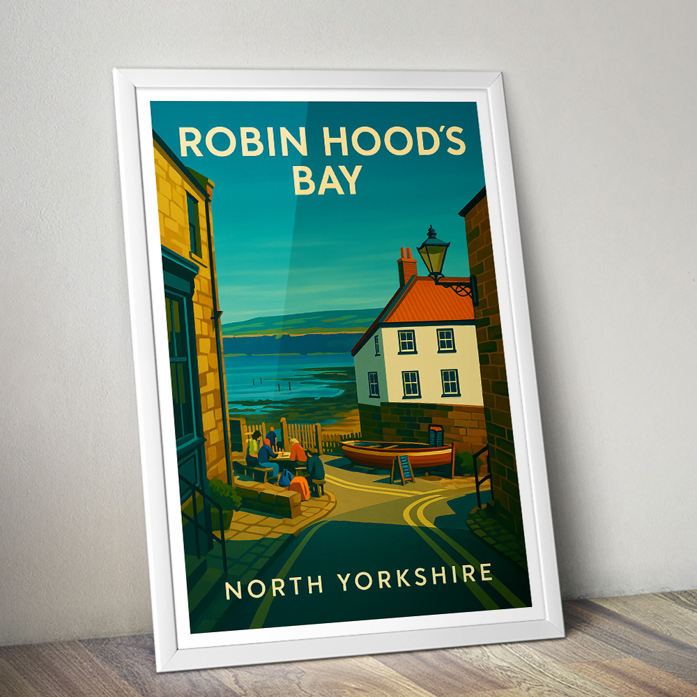 ROBIN HOOD'S BAY HARBOUR VIEW MINIMALIST TRAVEL POSTER NORTH EAST