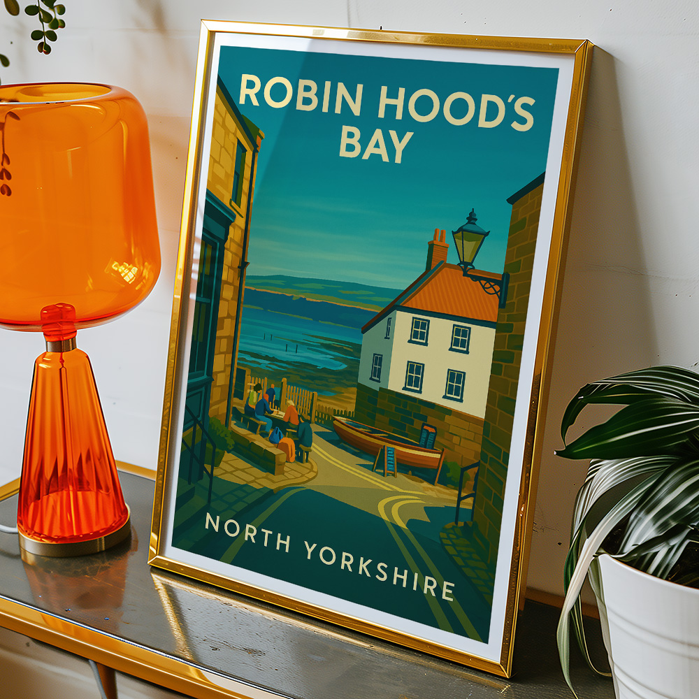 Alternative view of ROBIN HOOD'S BAY HARBOUR VIEW MINIMALIST TRAVEL POSTER NORTH EAST