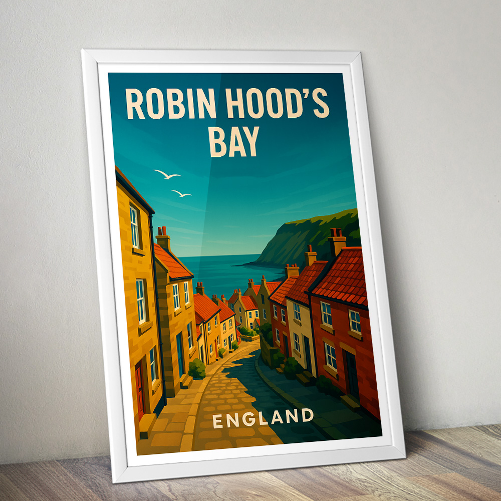 ROBIN HOOD'S BAY HILL MINIMALIST TRAVEL POSTER NORTH EAST