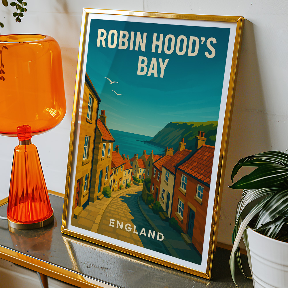 Alternative view of ROBIN HOOD'S BAY HILL MINIMALIST TRAVEL POSTER NORTH EAST