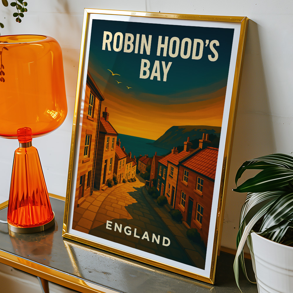 Alternative view of ROBIN HOOD'S BAY HILL AT SUNSET MINIMALIST TRAVEL POSTER NORTH EAST