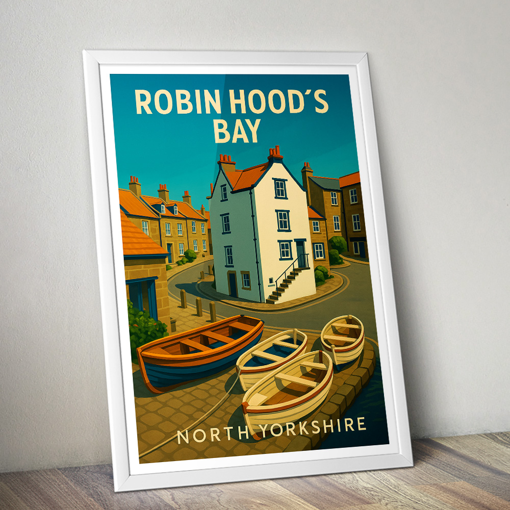 ROBIN HOOD'S BAY NORTH YORKSHIRE MINIMALIST TRAVEL POSTER NORTH EAST