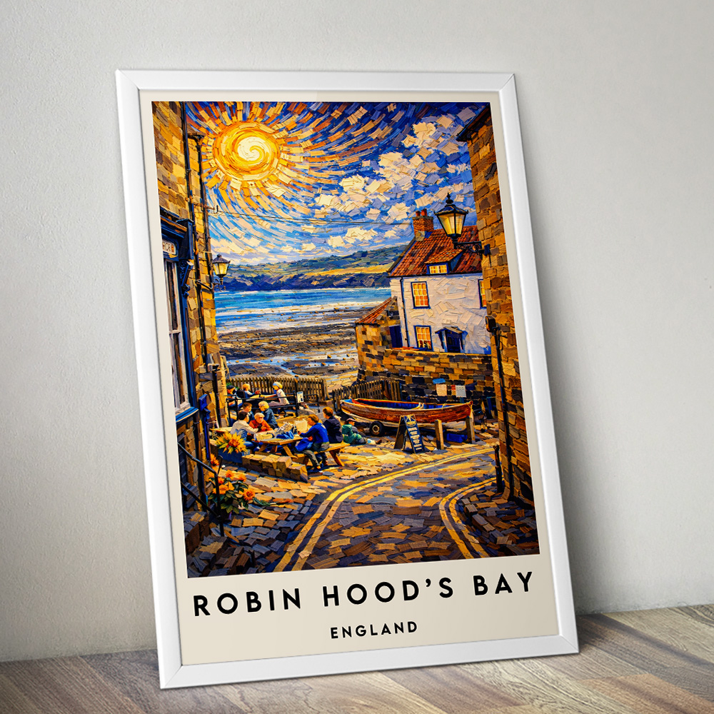 ROBIN HOODS BAY SEA VIEW VAN GOGH STYLE TRAVEL POSTER NORTH EAST