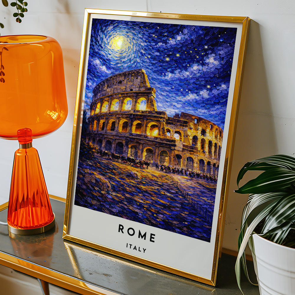 Alternative view of ROME COLOSSEUM AT NIGHT VAN GOGH STYLE TRAVEL POSTER