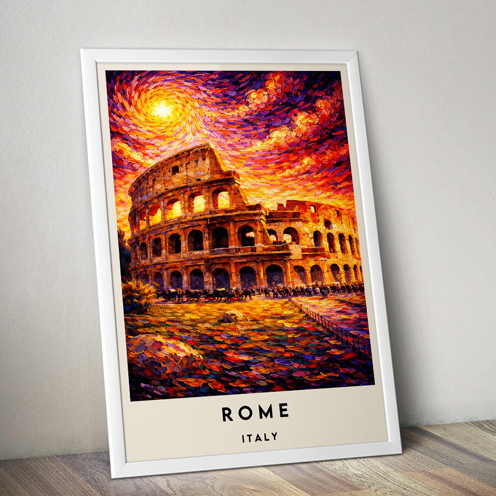 ROME COLOSSEUM AT SUNSET VAN GOGH STYLE TRAVEL POSTER
