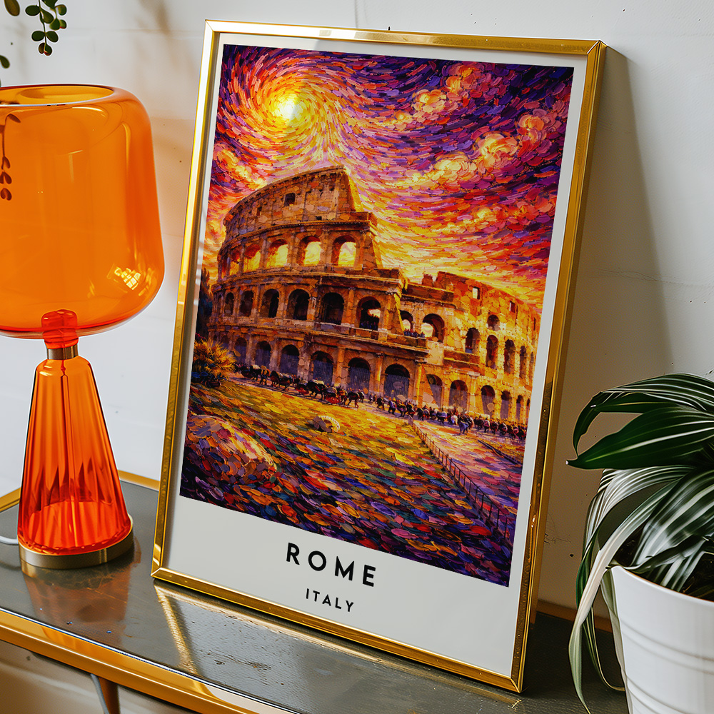 Alternative view of ROME COLOSSEUM AT SUNSET VAN GOGH STYLE TRAVEL POSTER