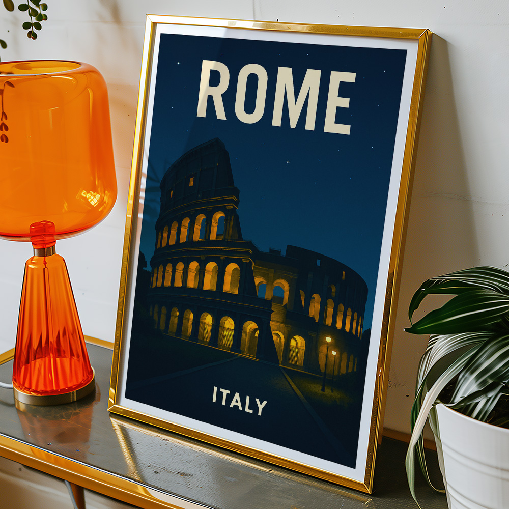 Alternative view of ROME COLOSSEUM AT NIGHT MINIMALIST TRAVEL POSTER