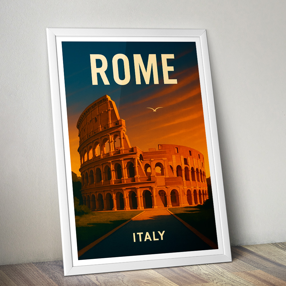 ROME COLOSSEUM AT SUNSET MINIMALIST TRAVEL POSTER