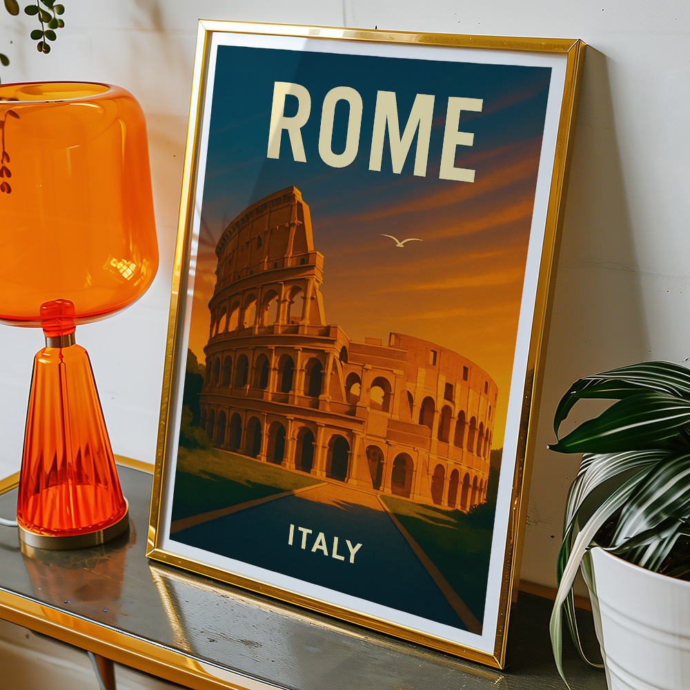 Alternative view of ROME COLOSSEUM AT SUNSET MINIMALIST TRAVEL POSTER