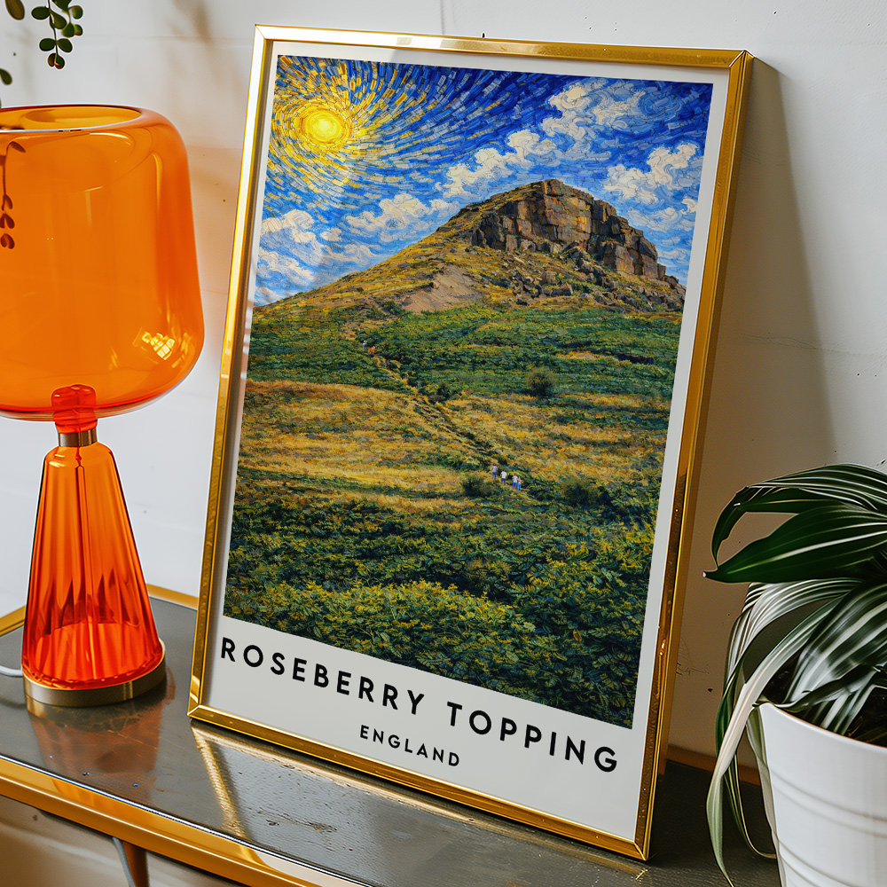Alternative view of ROSEBERRY TOPPING 2 VAN GOGH STYLE TRAVEL POSTER NORTH EAST