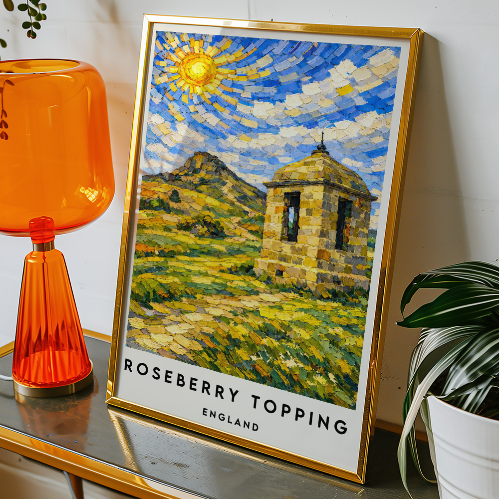 Alternative view of ROSEBERRY TOPPING VAN GOGH STYLE TRAVEL POSTER NORTH EAST