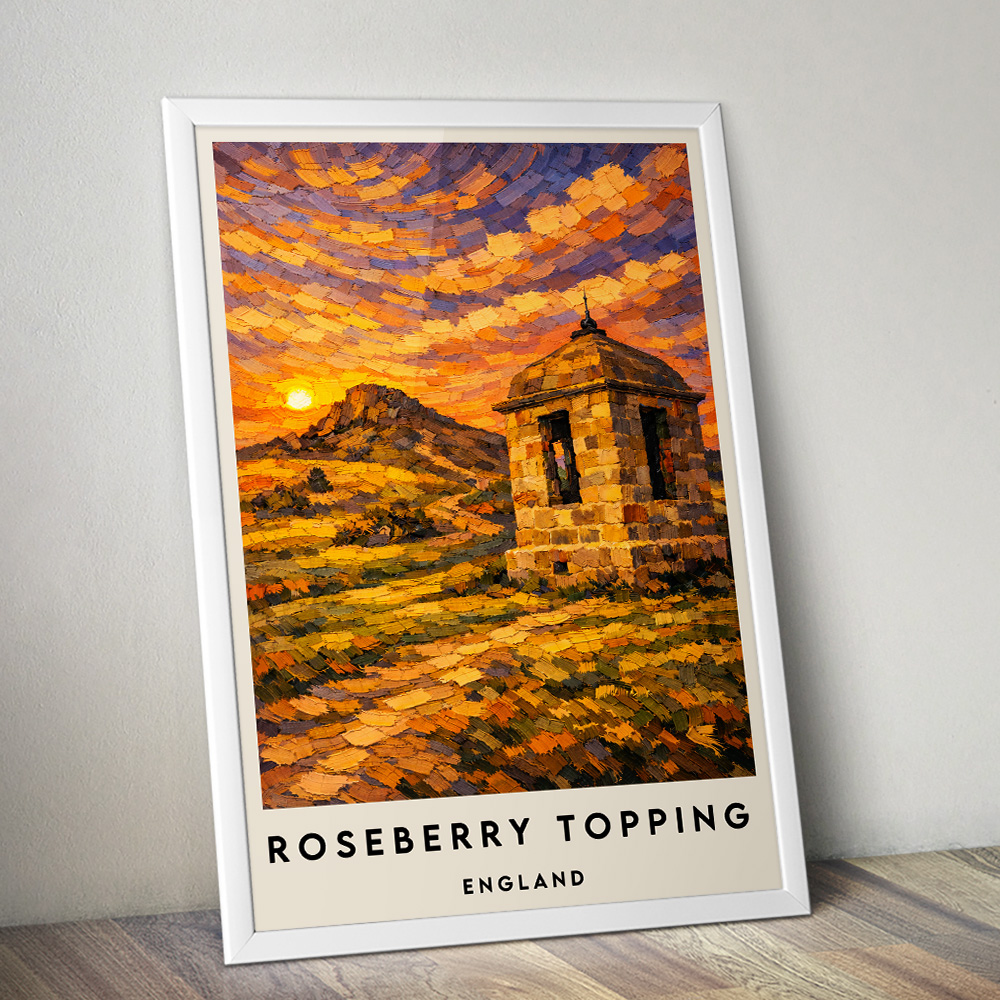 ROSEBERRY TOPPING AT SUNSET VAN GOGH STYLE TRAVEL POSTER NORTH EAST