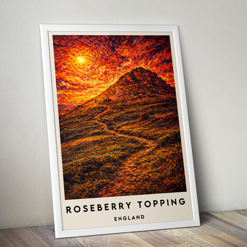 ROSEBERRY TOPPING AT SUNSET 2 VAN GOGH STYLE TRAVEL POSTER NORTH EAST