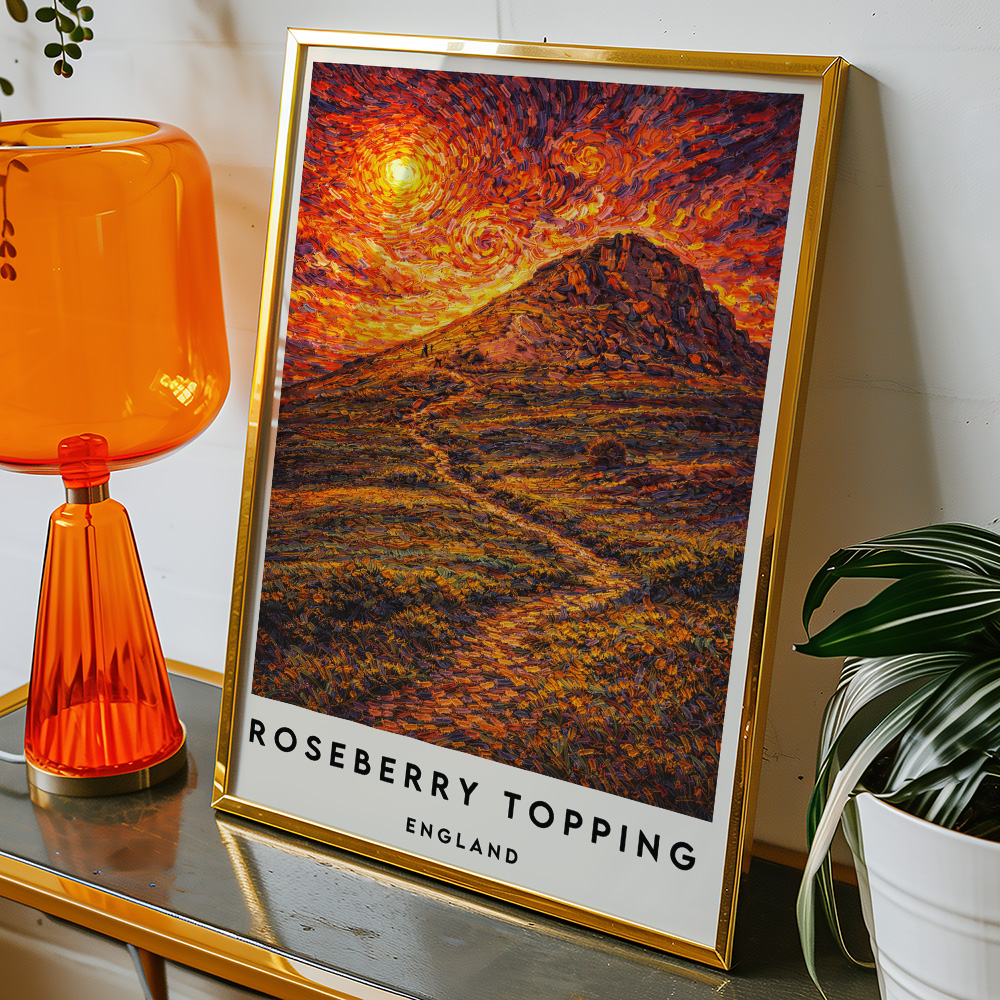 Alternative view of ROSEBERRY TOPPING AT SUNSET 2 VAN GOGH STYLE TRAVEL POSTER NORTH EAST