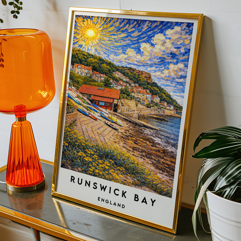 Alternative view of RUNSWICK BAY VAN GOGH STYLE TRAVEL POSTER NORTH EAST