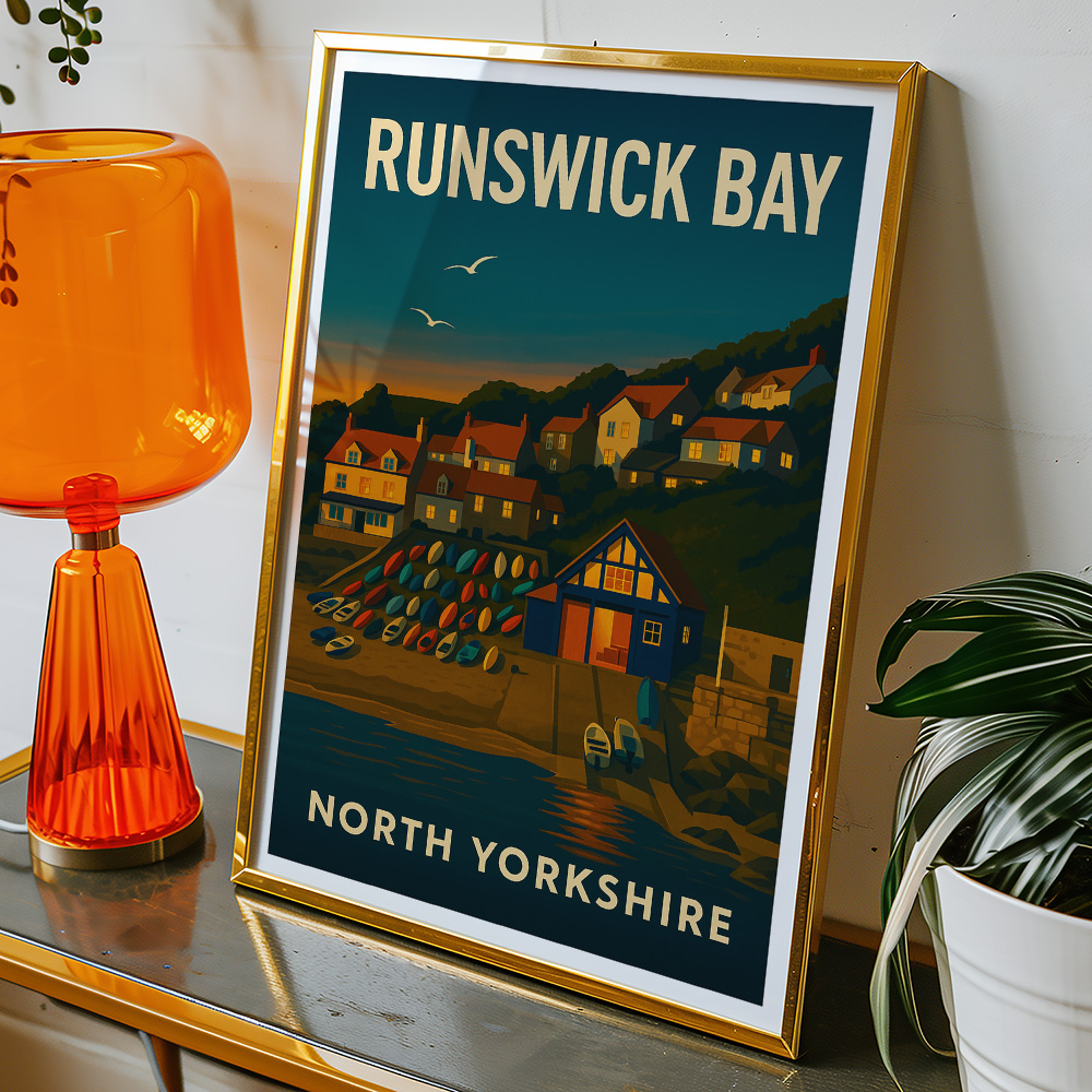Alternative view of RUNSWICK BAY GOLDEN HOUR MINIMALIST TRAVEL POSTER NORTH EAST