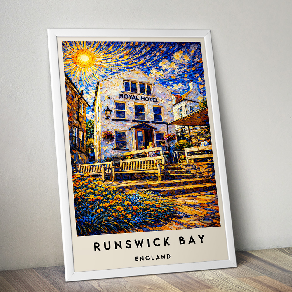 RUNSWICK BAY ROYAL HOTEL VAN GOGH STYLE TRAVEL POSTER NORTH EAST