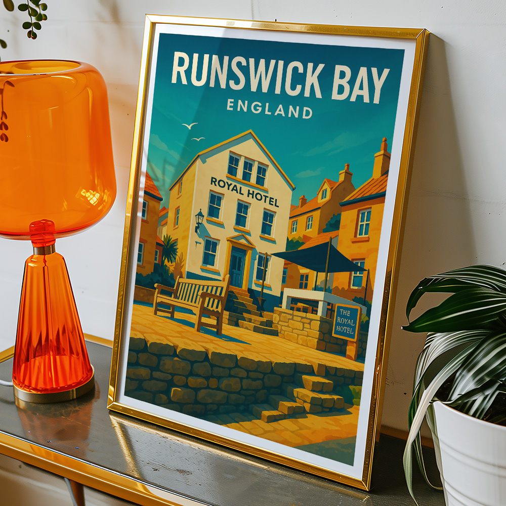 Alternative view of RUNSWICK BAY ROYAL HOTEL MINIMALIST TRAVEL POSTER NORTH EAST