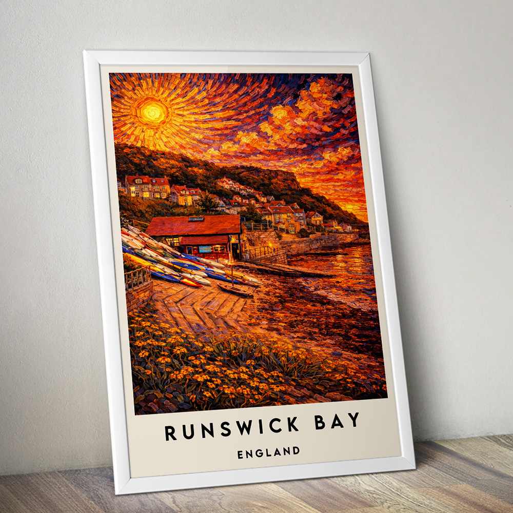 RUNSWICK BAY AT SUNSET VAN GOGH STYLE TRAVEL POSTER NORTH EAST