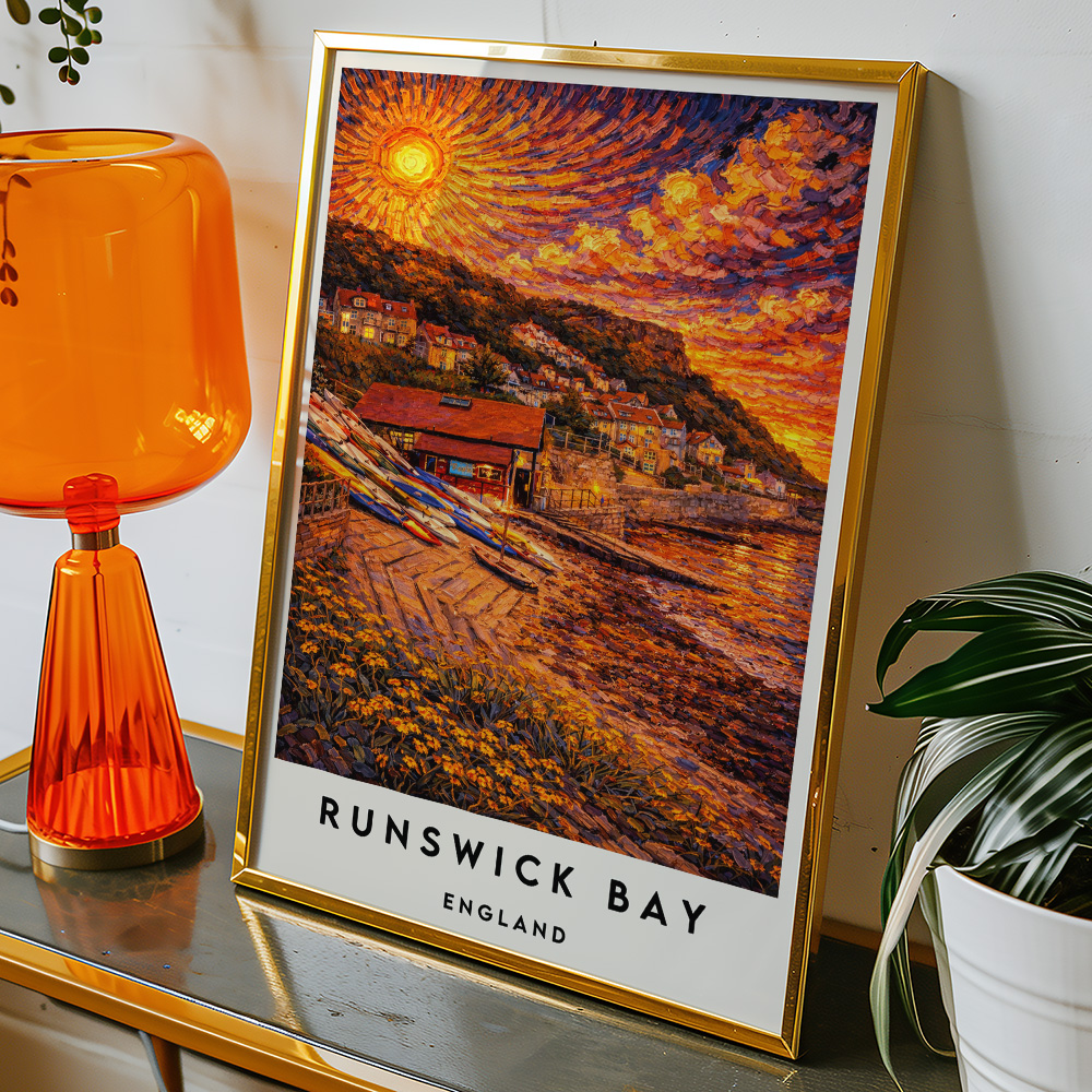 Alternative view of RUNSWICK BAY AT SUNSET VAN GOGH STYLE TRAVEL POSTER NORTH EAST