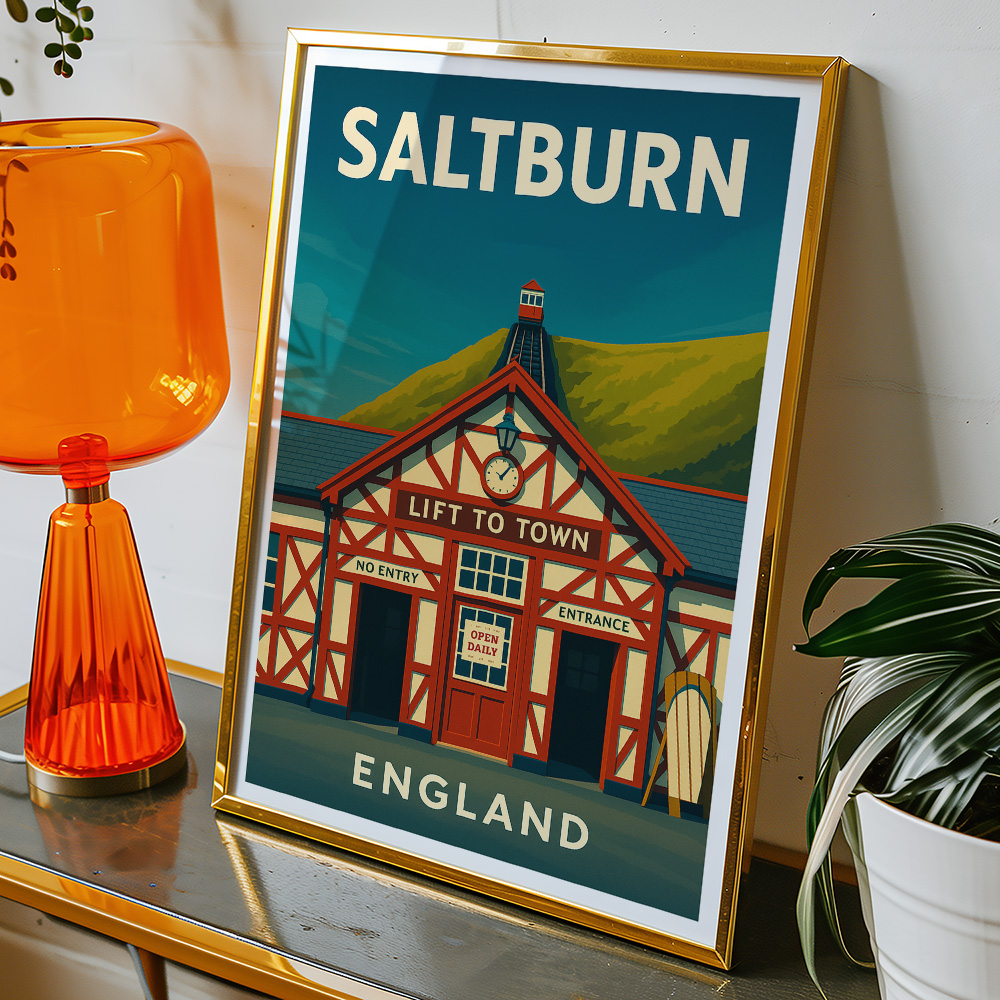Alternative view of SALTBURN CLIFF LIFT MINIMALIST TRAVEL POSTER NORTH EAST