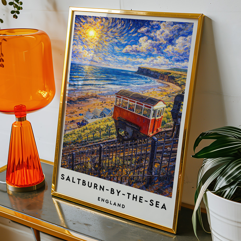 Alternative view of SALTBURN LIFT VAN GOGH STYLE TRAVEL POSTER NORTH EAST