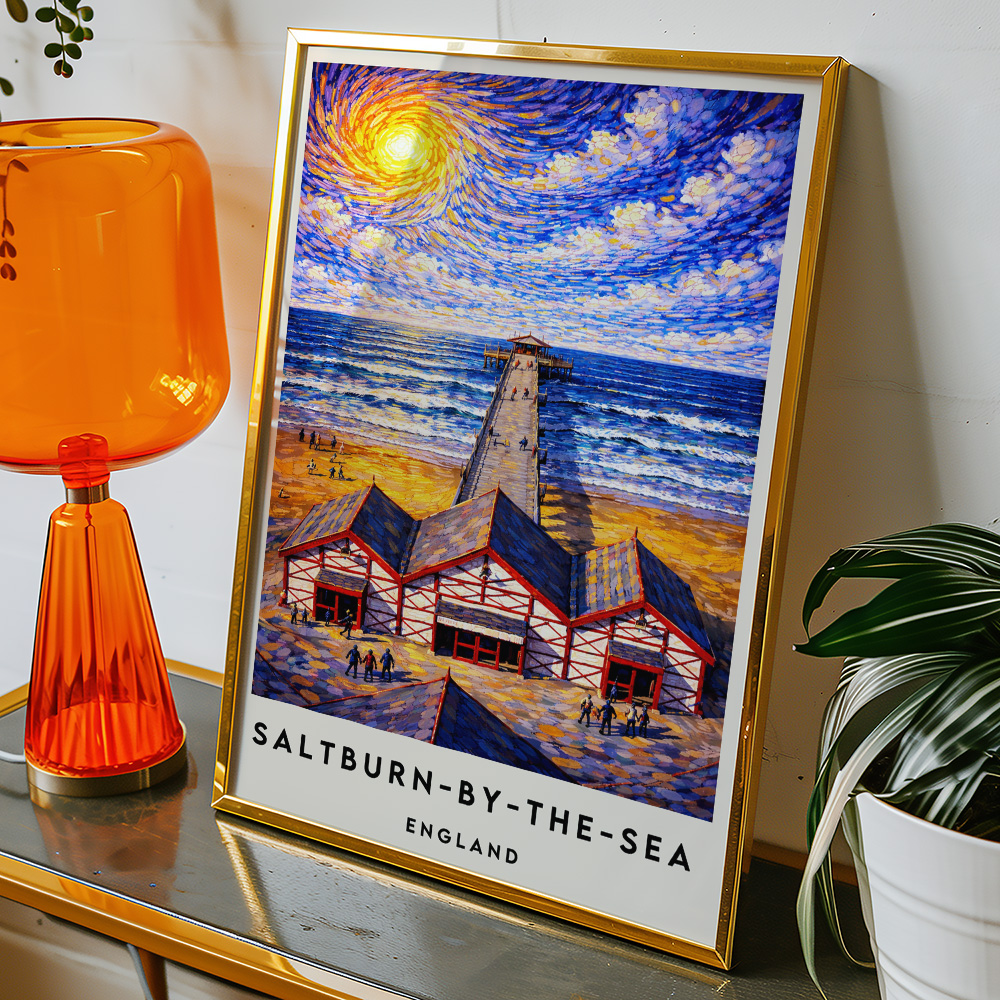 Alternative view of SALTBURN PIER VAN GOGH STYLE TRAVEL POSTER NORTH EAST
