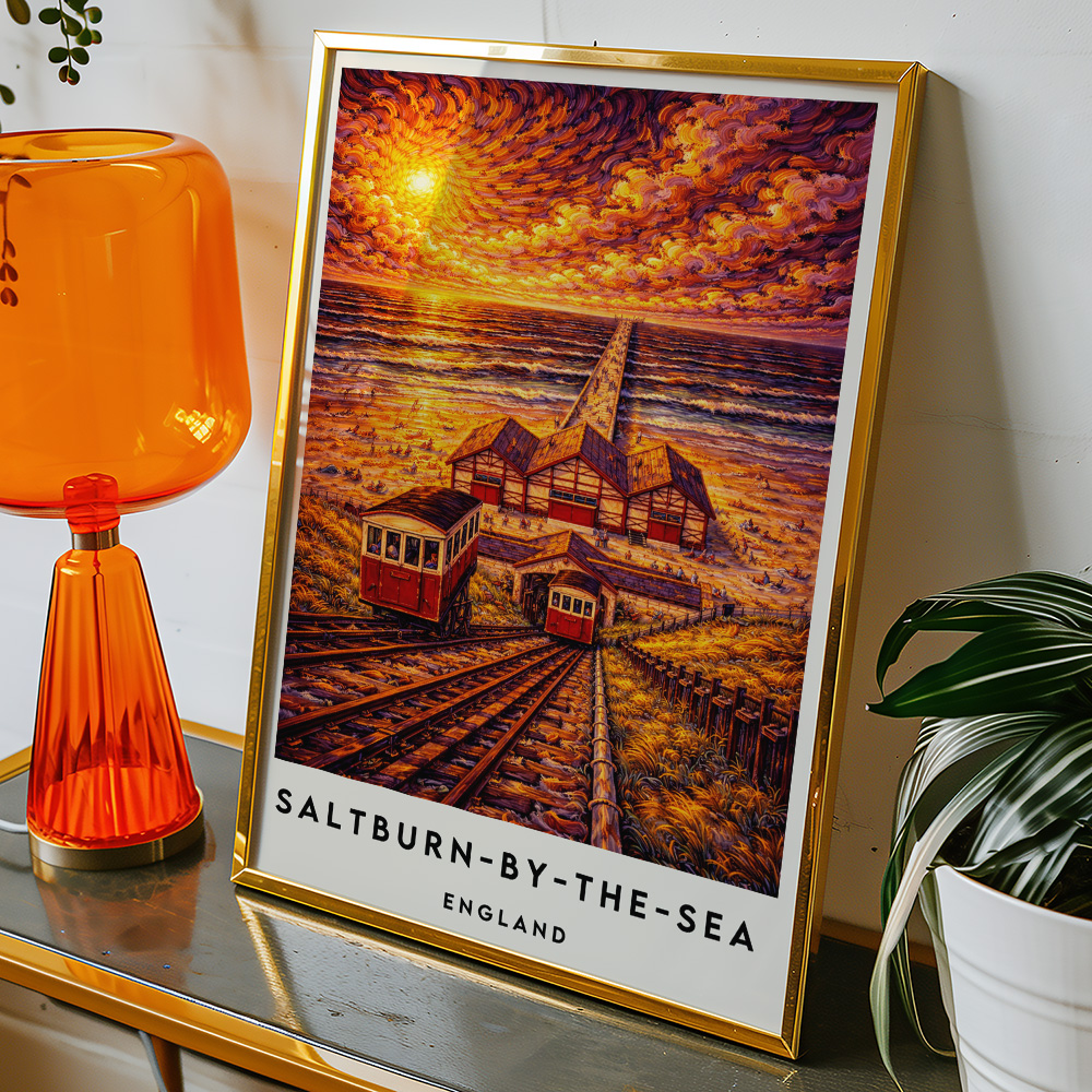 Alternative view of SALTBURN AT SUNSET VAN GOGH STYLE TRAVEL POSTER NORTH EAST