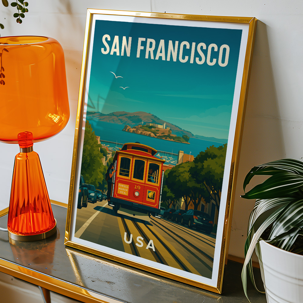Alternative view of SAN FRANCISCO CABLE CAR MINIMALIST TRAVEL POSTER