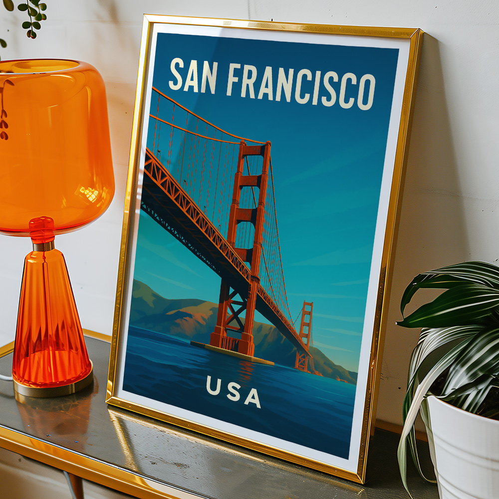 Alternative view of SAN FRANCISCO GOLDEN GATE BRIDGE MINIMALIST TRAVEL POSTER