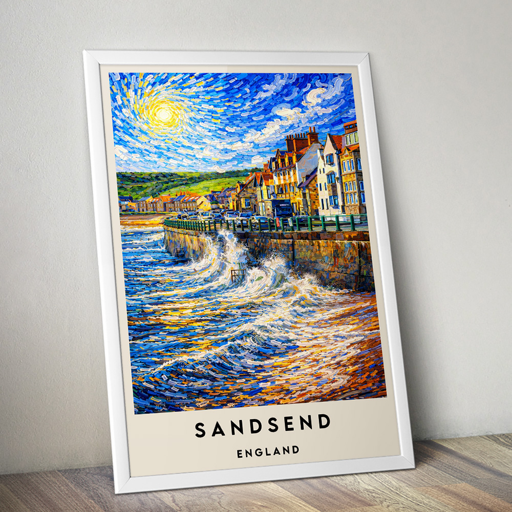 SANDSEND VAN GOGH STYLE TRAVEL POSTER NORTH EAST