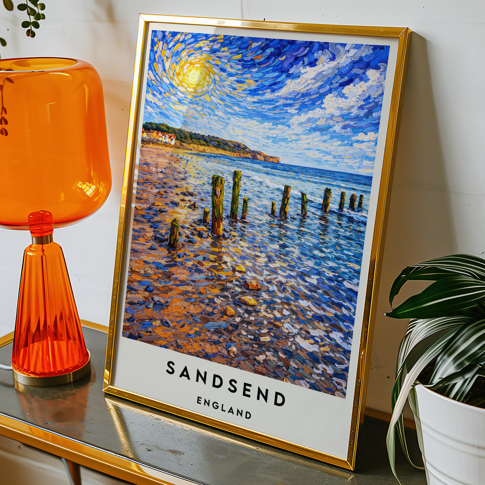 Alternative view of SANDSEND BEACH VAN GOGH STYLE TRAVEL POSTER NORTH EAST