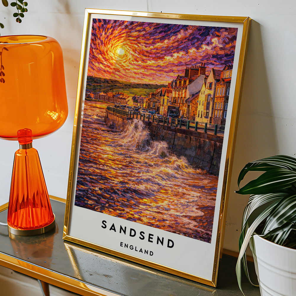 Alternative view of SANDSEND AT SUNSET VAN GOGH STYLE TRAVEL POSTER NORTH EAST