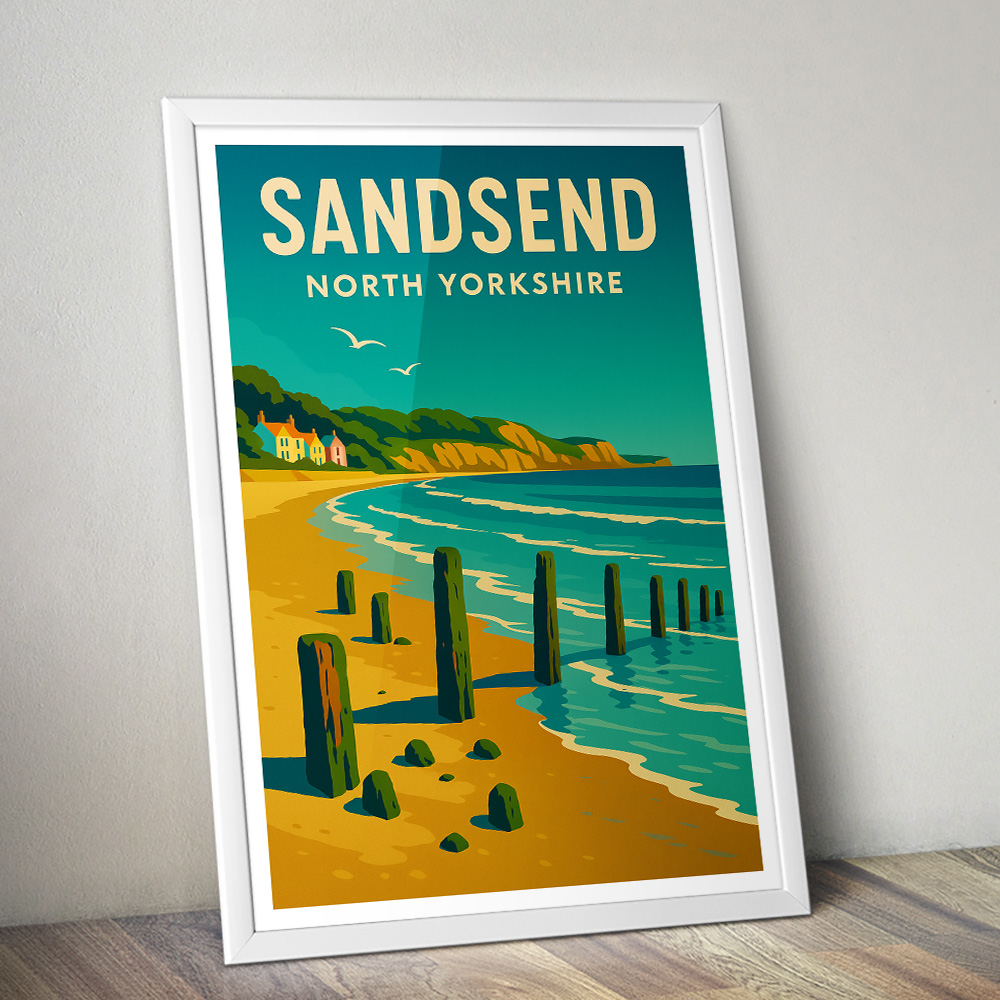 SANDSEND BEACH MINIMALIST TRAVEL POSTER NORTH EAST