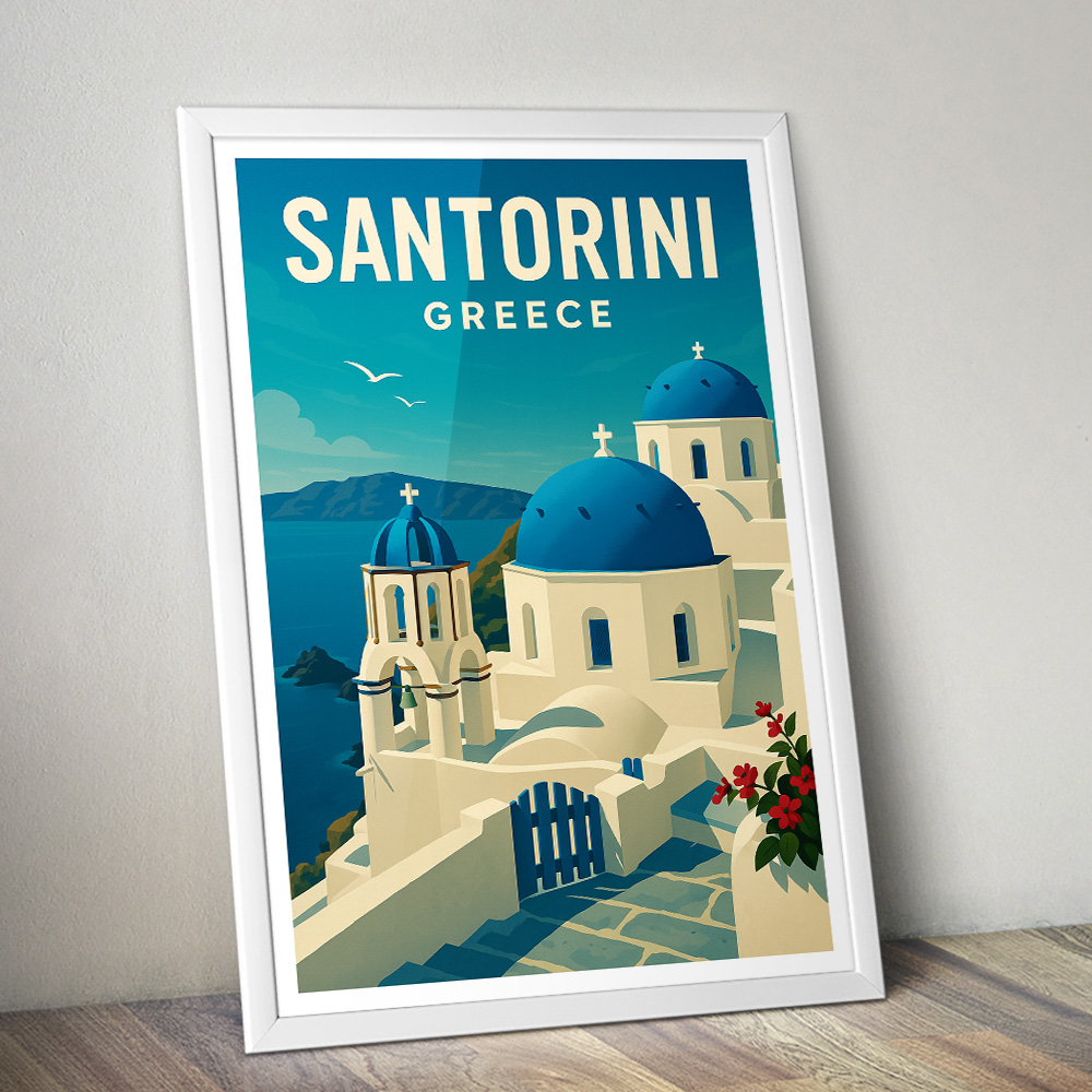 SANTORINI GREECE MINIMALIST TRAVEL POSTER