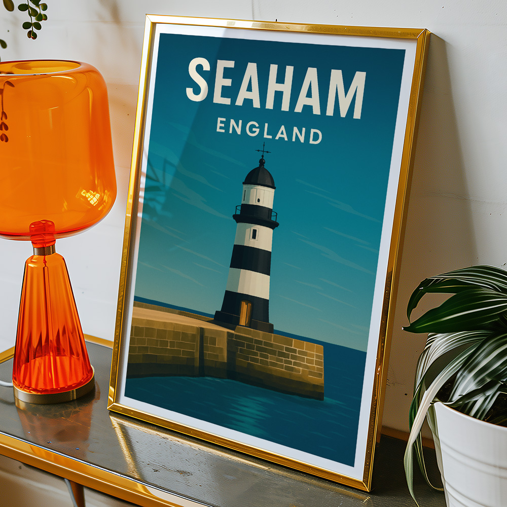 Alternative view of SEAHAM LIGHTHOUSE MINIMALIST TRAVEL POSTER NORTH EAST