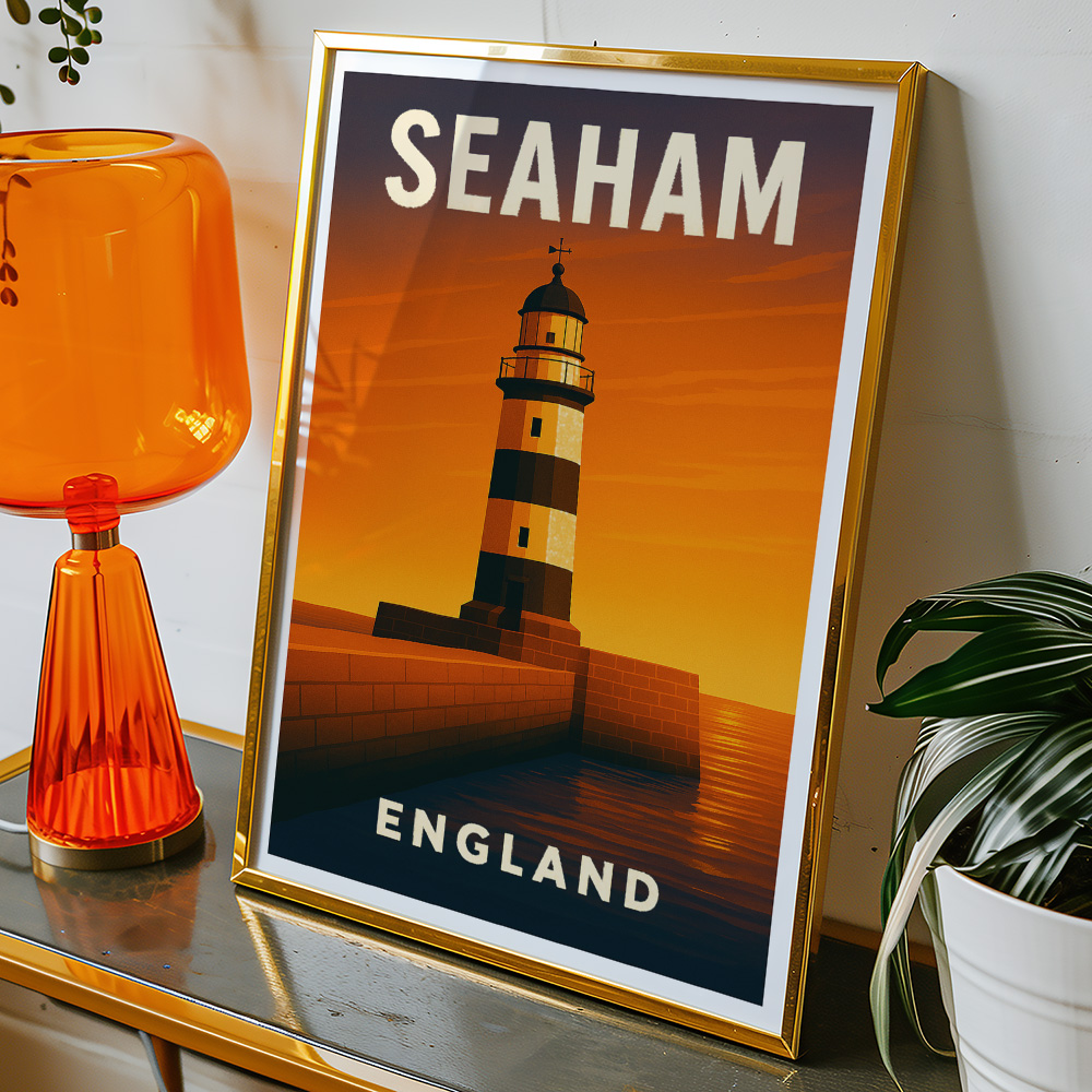 Alternative view of SEAHAM LIGHTHOUSE AT SUNSET MINIMALIST TRAVEL POSTER NORTH EAST