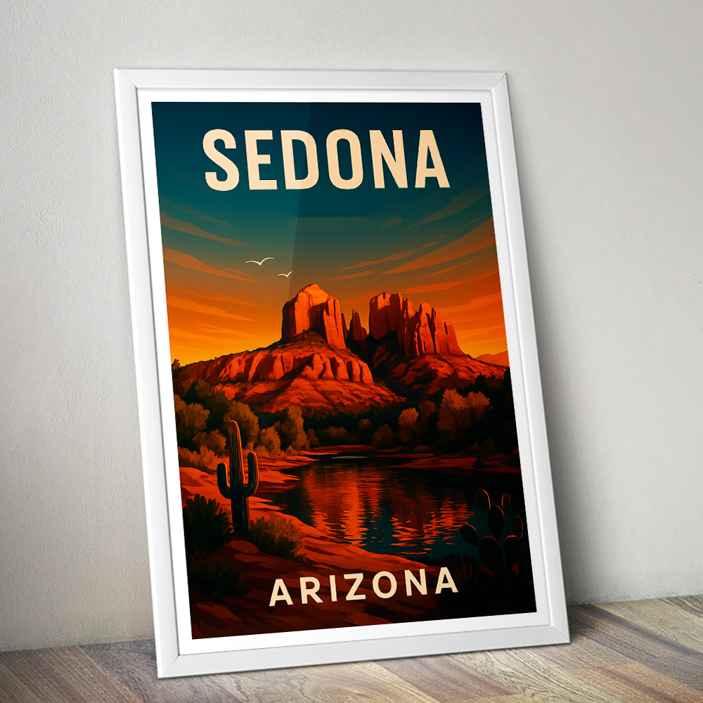 SEDONA SUNSET AT CATHEDRAL ROCK MINIMALIST TRAVEL POSTER