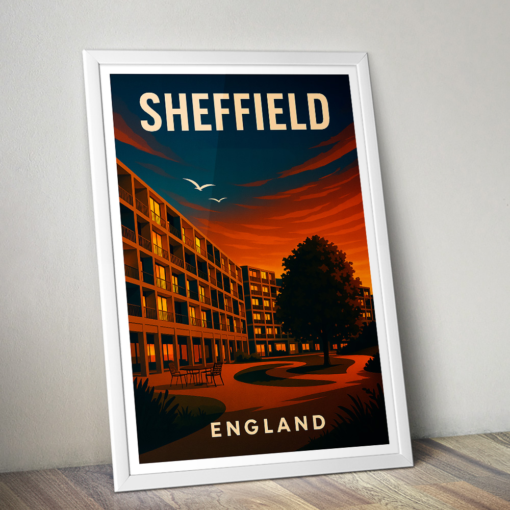 SHEFFIELD PARK HILL SUNSET MINIMALIST TRAVEL POSTER