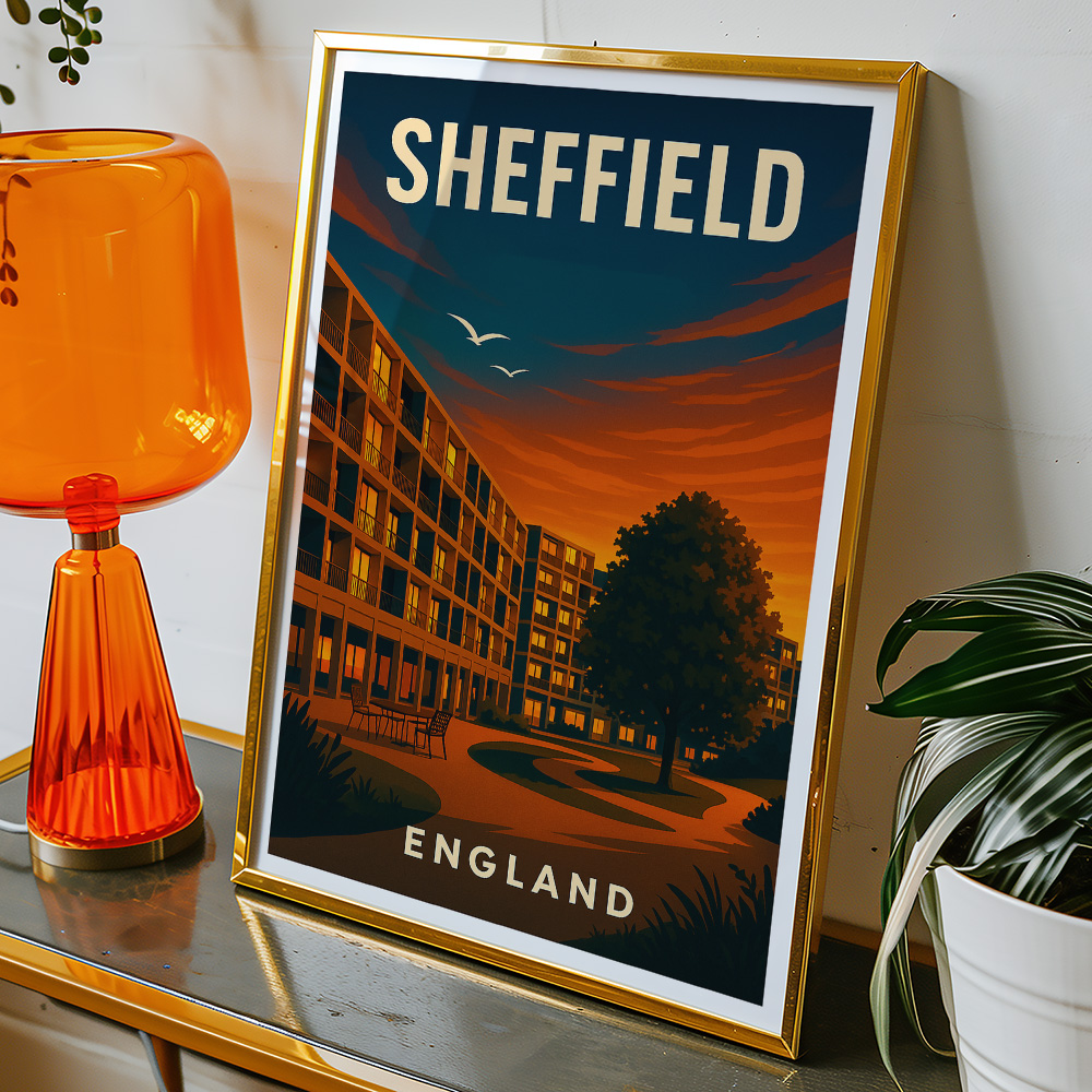 Alternative view of SHEFFIELD PARK HILL SUNSET MINIMALIST TRAVEL POSTER