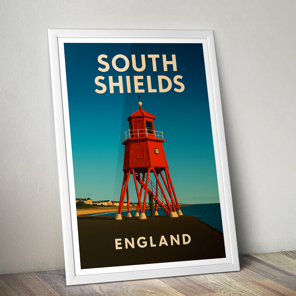 SOUTH SHIELDS COASTAL MINIMALIST TRAVEL POSTER NORTH EAST