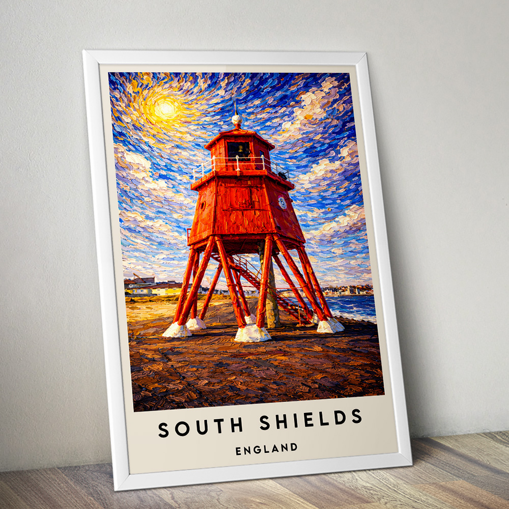 SOUTH SHIELDS LIGHTHOUSE VAN GOGH STYLE TRAVEL POSTER NORTH EAST