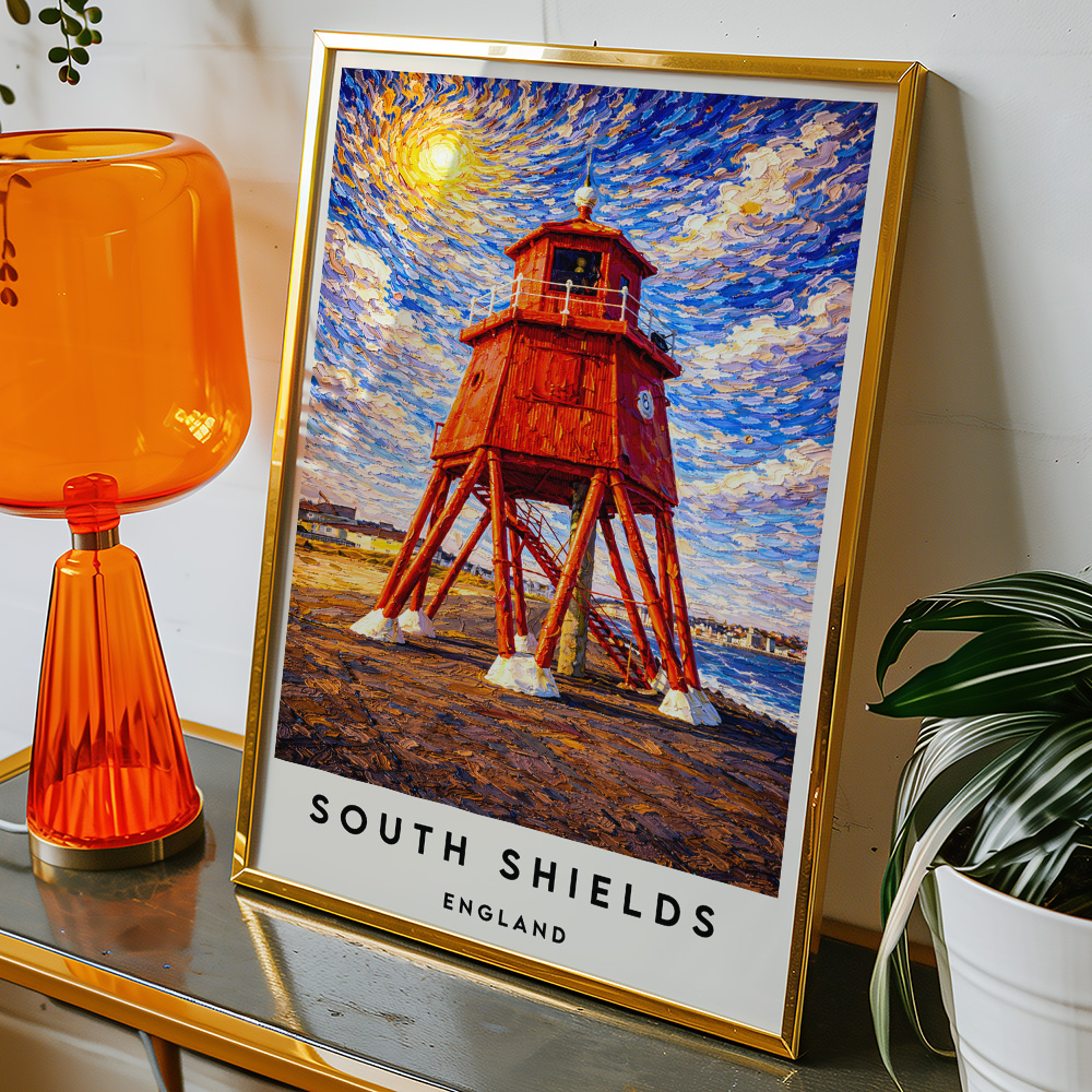 Alternative view of SOUTH SHIELDS LIGHTHOUSE VAN GOGH STYLE TRAVEL POSTER NORTH EAST