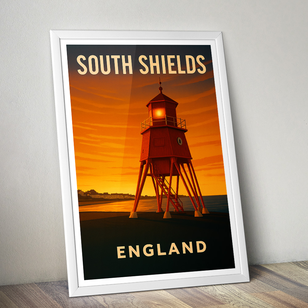 SOUTH SHIELDS SUNSET MINIMALIST TRAVEL POSTER NORTH EAST