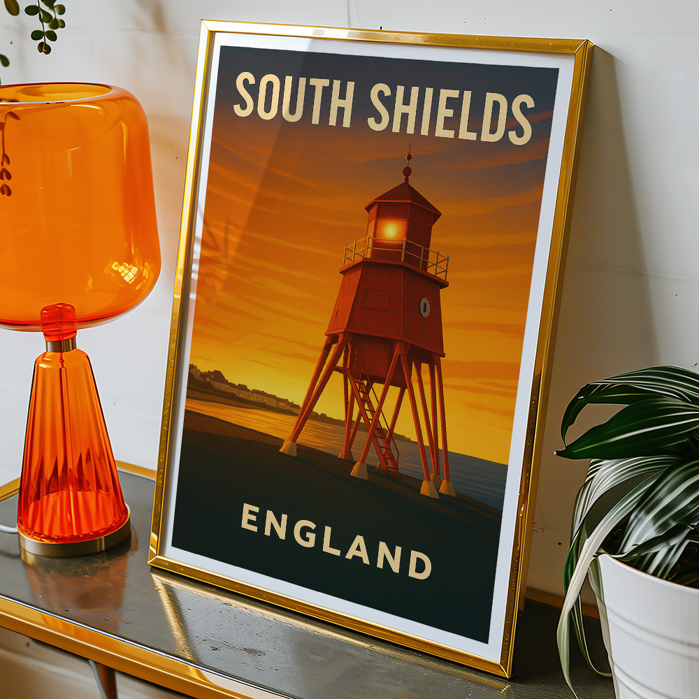 Alternative view of SOUTH SHIELDS SUNSET MINIMALIST TRAVEL POSTER NORTH EAST