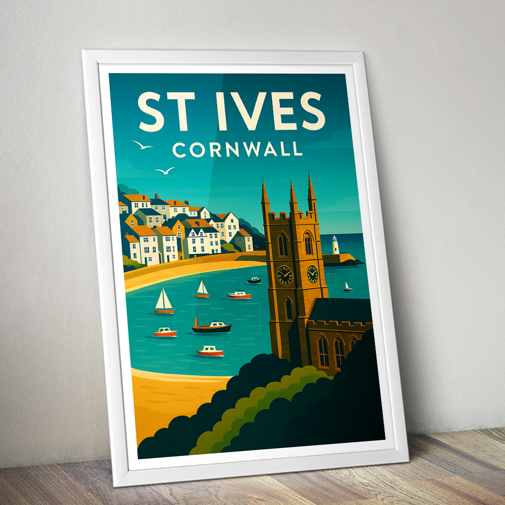 ST IVES HARBOUR VIEW MINIMALIST TRAVEL POSTER