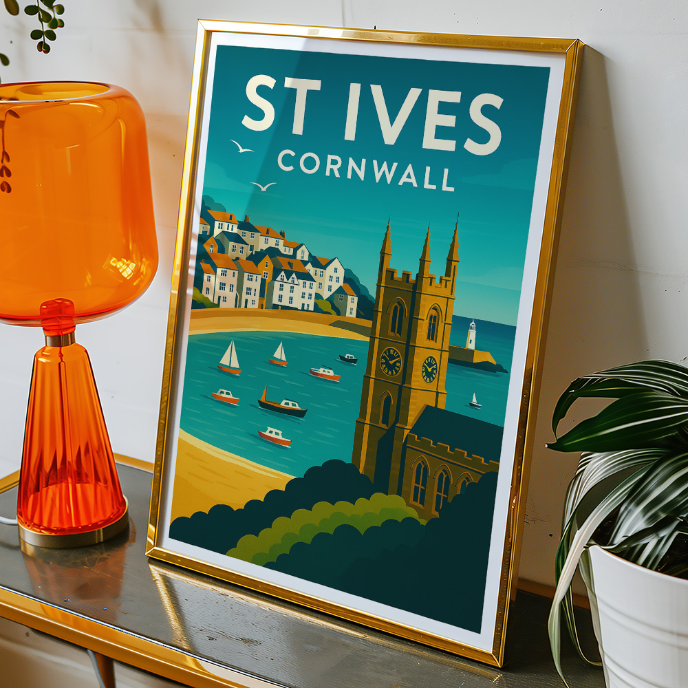 Alternative view of ST IVES HARBOUR VIEW MINIMALIST TRAVEL POSTER