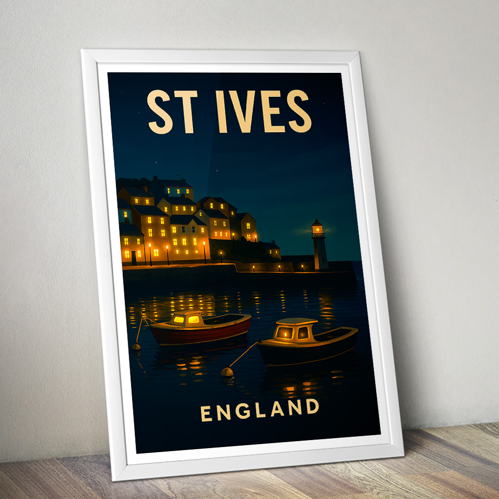 ST IVES BY NIGHT MINIMALIST TRAVEL POSTER